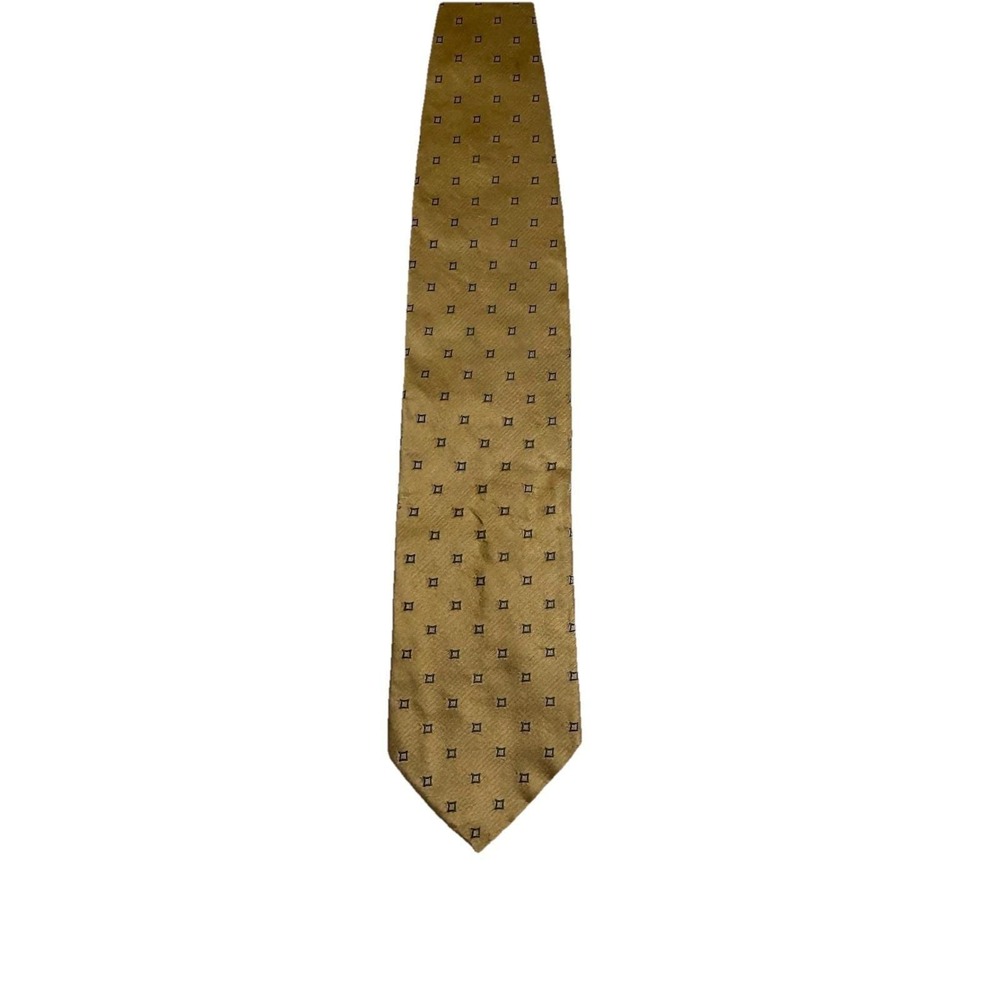 Giorgio‎ Armani Tie Mens OS Gold  Silk Geometric Square Made in Italy 3.5"